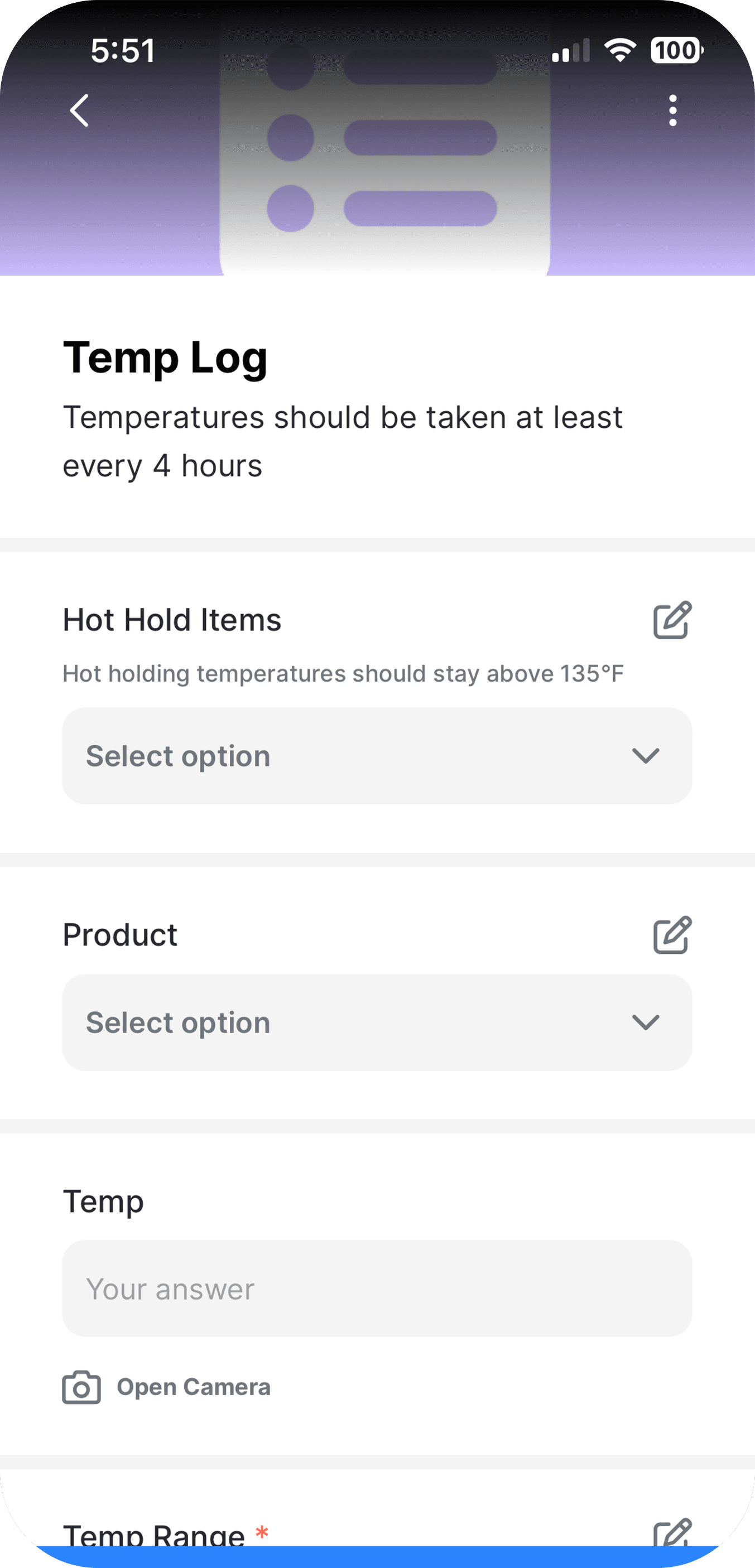Delightree mobile app showing a checklist being completed at a location.