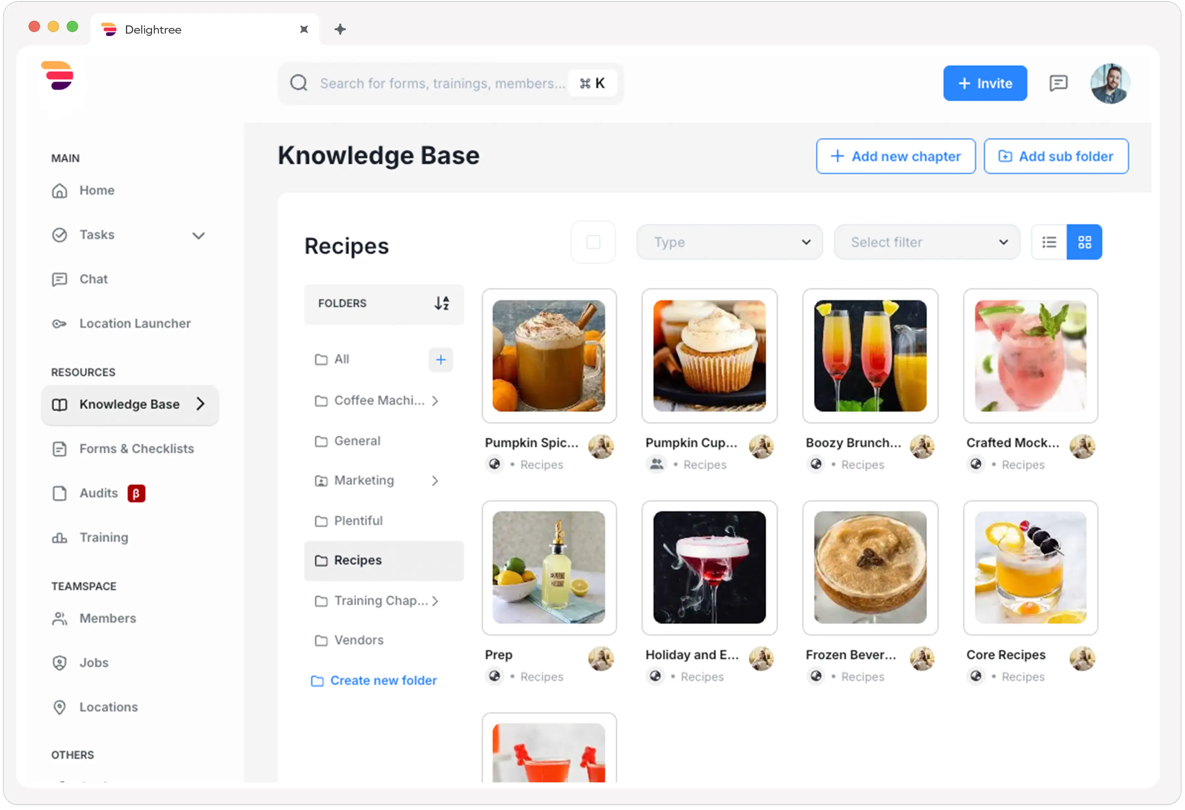Delightree knowledge base with version control and read receipts