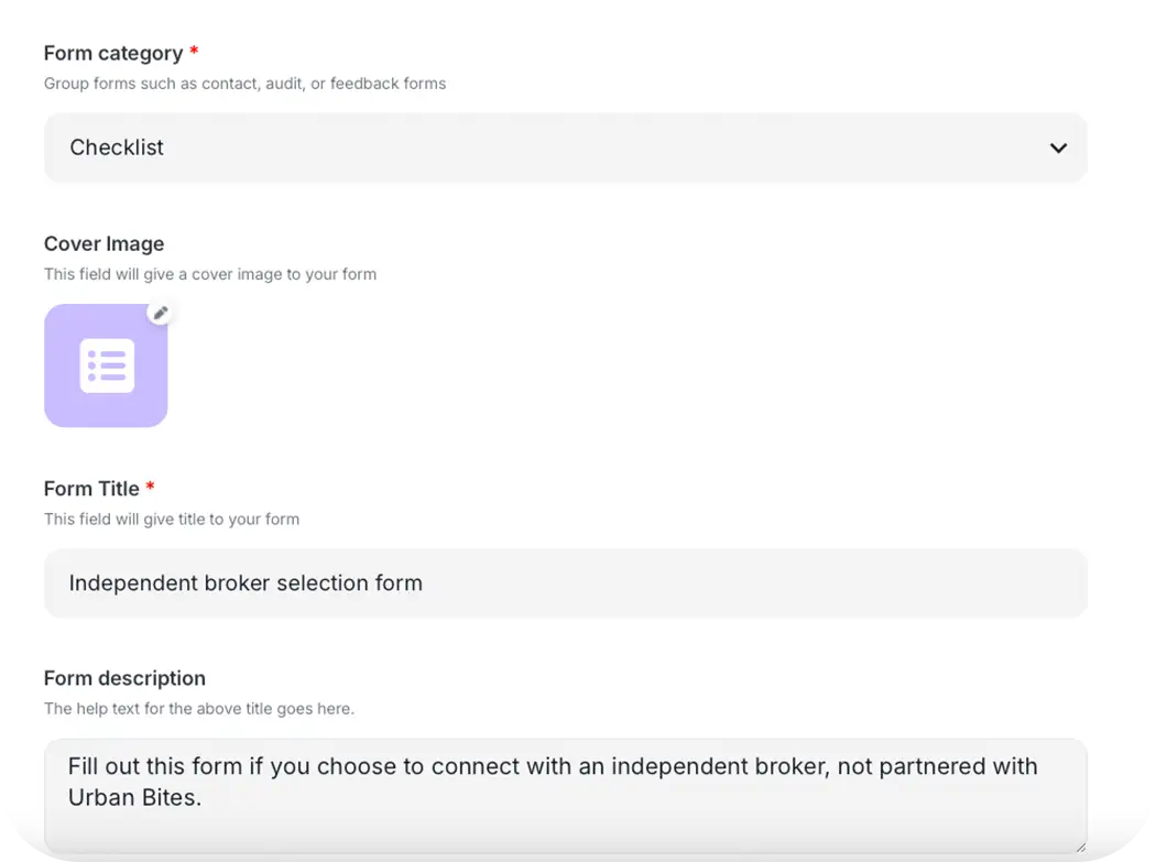 Building a form in Delightree with question types and scoring.
