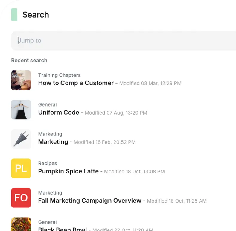 AI Search in the Knowledge Base answering a question from approved content.