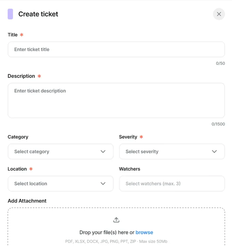 Creating a support ticket in Delightree.